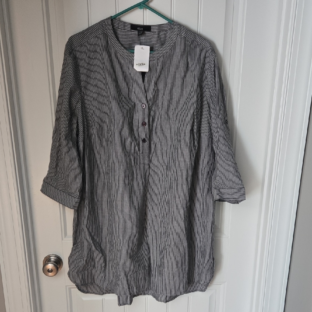 Ellos Charcoal Striped Blouse
